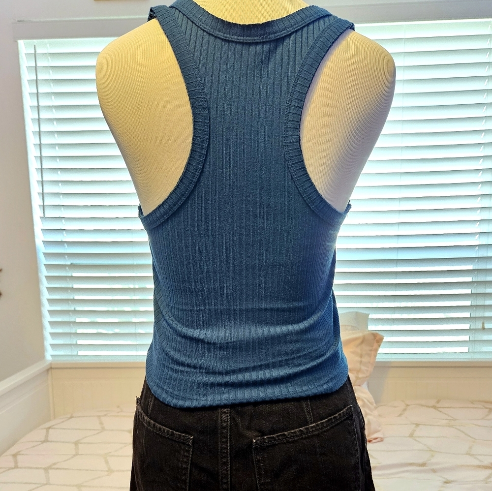 Blue Racerback Crop Tank - Picture 4 of 4